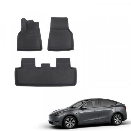 3D Allværsmatter, høy kant (Foran + Bak) - Tesla Model Y